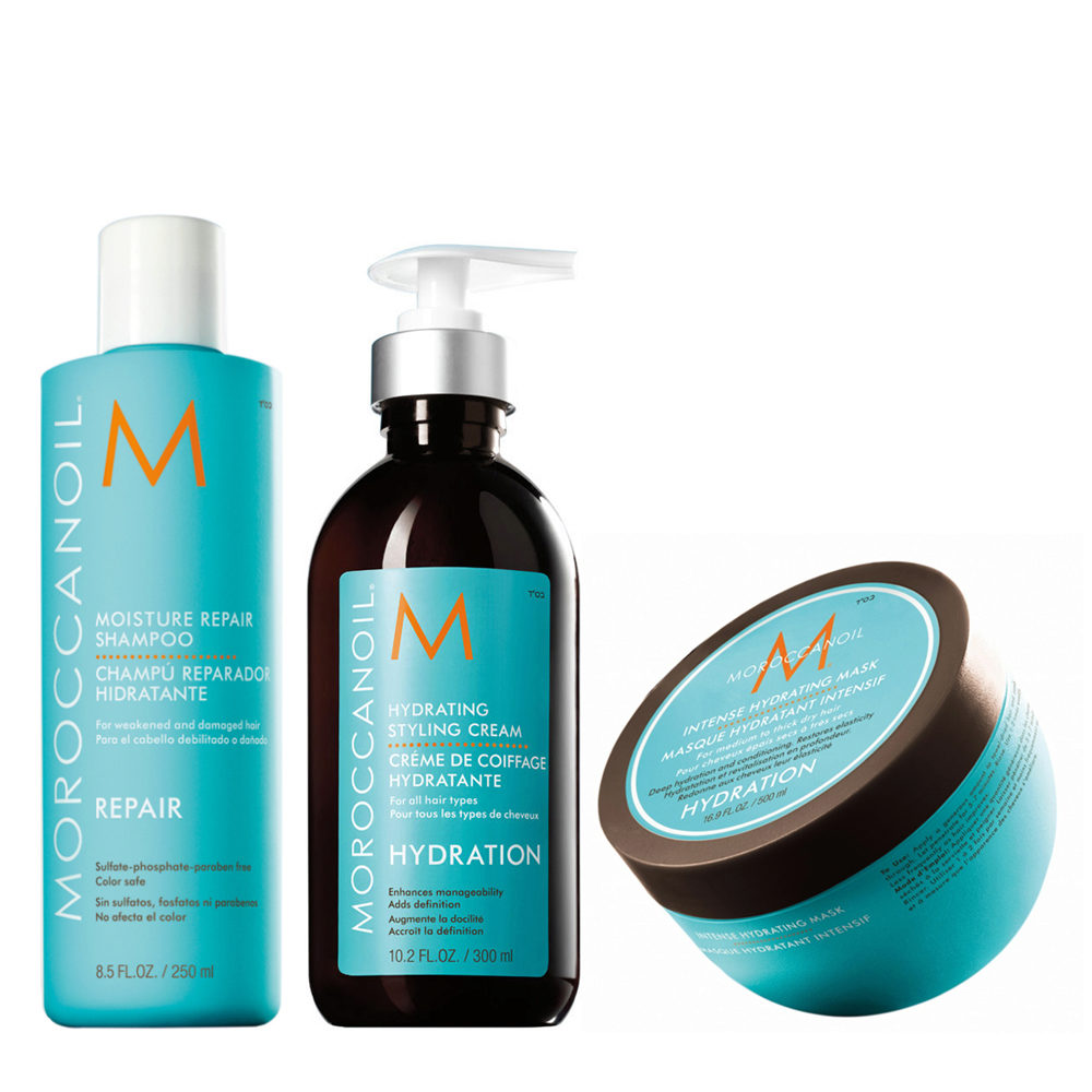 Moroccanoil Kit idratante Shampoo 250ml Crema 300ml Maschera 250ml | Hair  Gallery