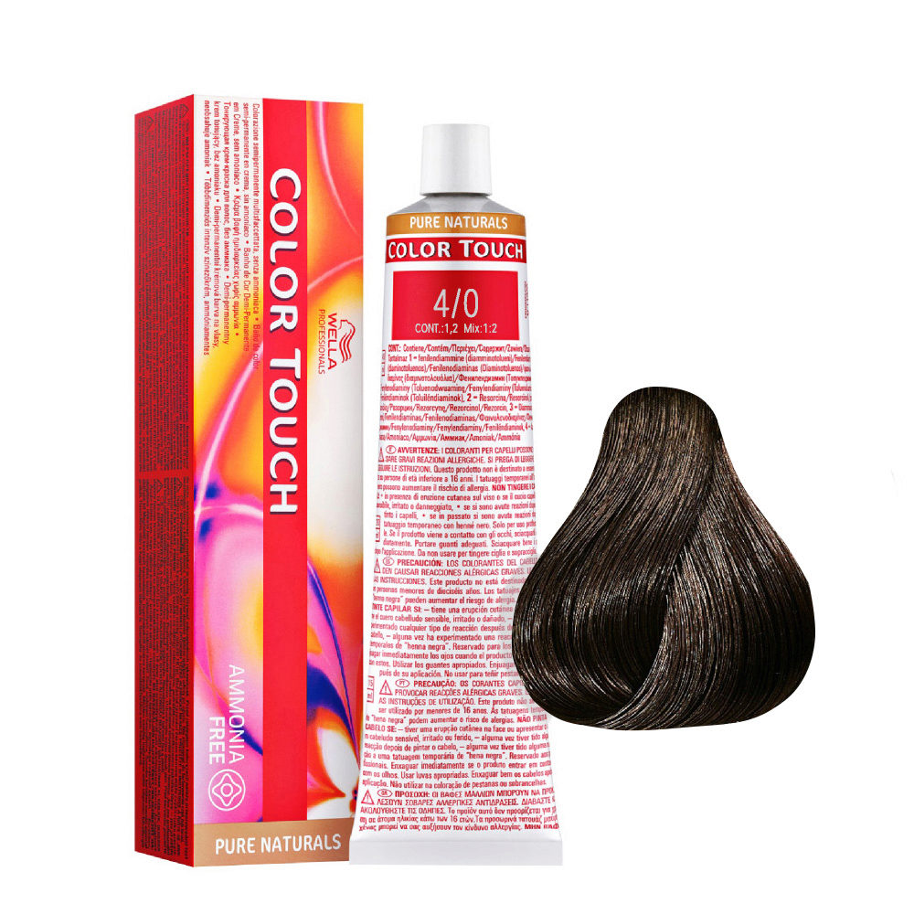 Wella Color Touch Pure Naturals 4/0 Castano Medio 60ml - colore semi  permanente senza ammoniaca | Hair Gallery