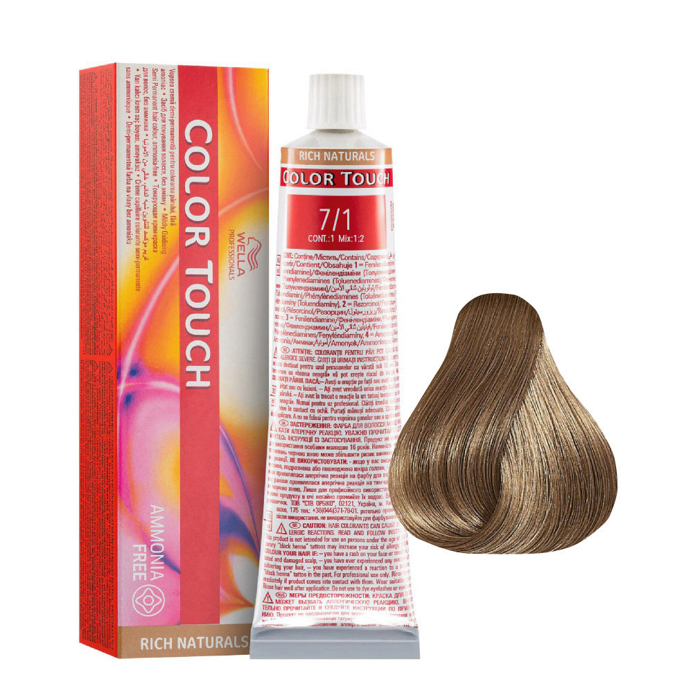 Wella Color Touch Rich Naturals 7/1 Biondo Medio Cenere 60ml - colore semi  permanente senza ammoniaca | Hair Gallery