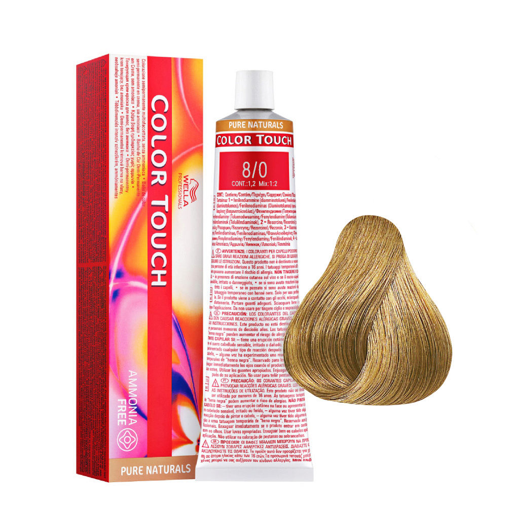 8/0 Biondo Chiaro Wella Color Touch Pure Naturals senza ammoniaca 60ml |  Hair Gallery