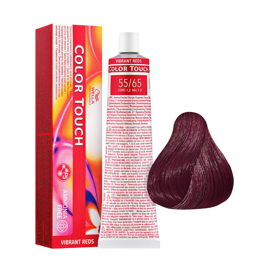 Wella Color Touch Vibrant Reds 55/65 Castano Chiaro Intenso Violetto  Mogano60ml - colore semi permanente senza ammoniaca | Hair Gallery