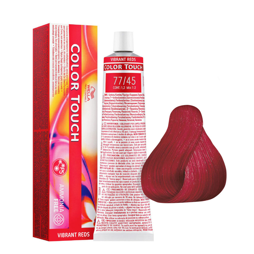 Wella Color Touch Vibrant Reds 77/45 Biondo Medio Intenso Rame Mogano 60ml  - colore semi permanente senza ammoniaca | Hair Gallery