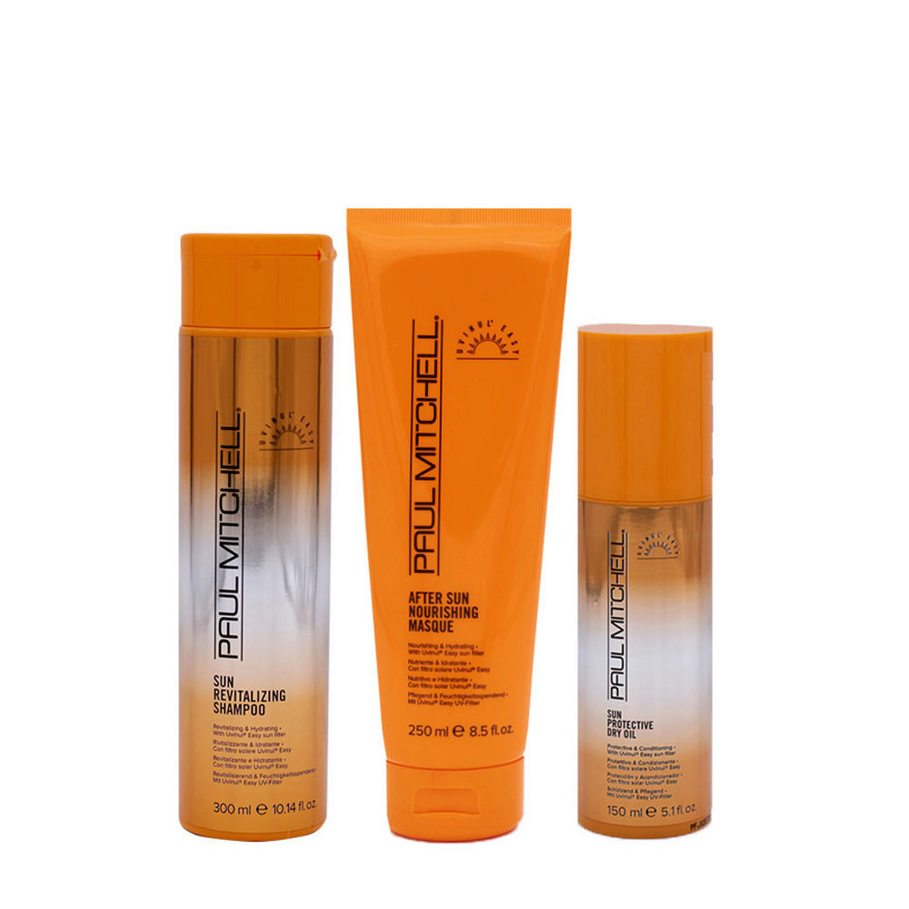 Paul Mitchell Sun Kit Shampoo 300ml Maschera 250ml Olio 150ml - Solari per  capelli | Hair Gallery