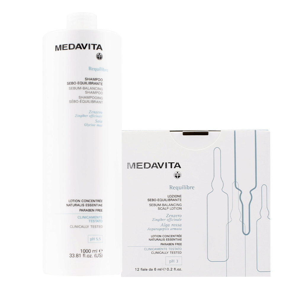 Medavita Requilibre Shampoo Sebo Equilibrante 1000ml e Fiale 12x6ml | Hair  Gallery