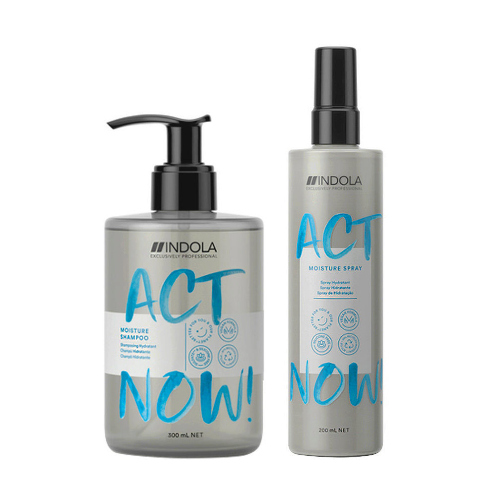 Indola Act Now Idratante per Capelli Secchi Shampoo 300ml e Spray Idratante  200ml | Hair Gallery