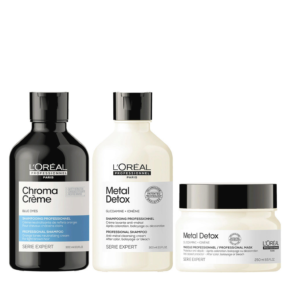 L'Oréal Professionnel Chroma Creme Ash Shampoo 300ml Metal Detox Shampoo  300ml Metal Detox Masque 300ml | Hair Gallery