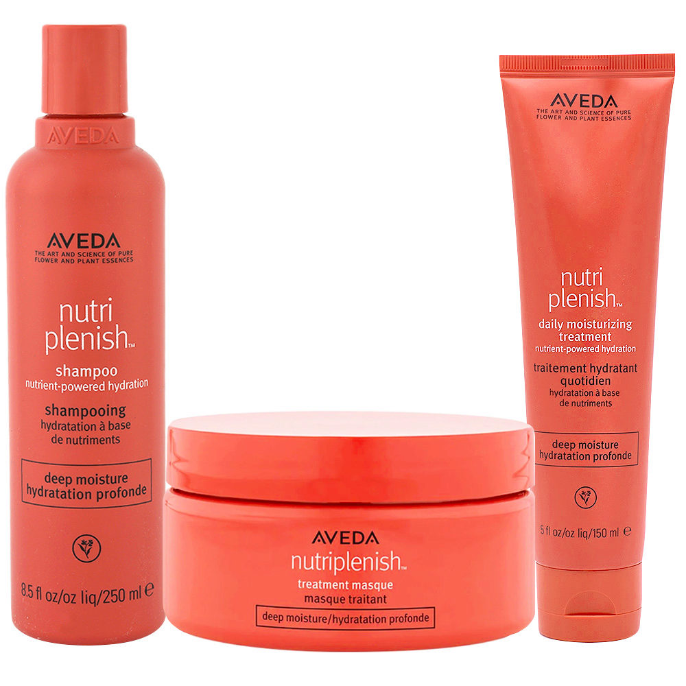 Aveda Nutri Plenish Deep Moisture Shampoo 250ml Masque 200ml Cream Leave-in  150ml | Hair Gallery