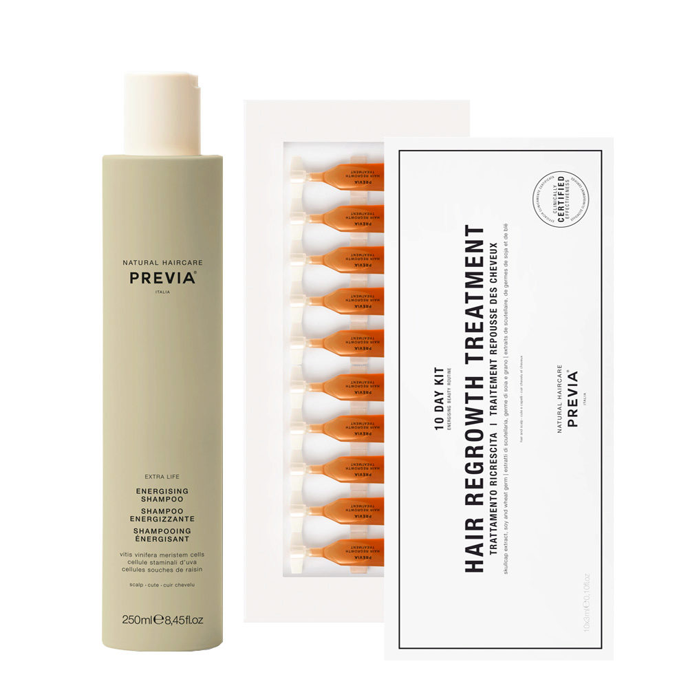 Previa Extra Life kit Energising Shampoo 250ml Hair Regrowth Treatment  10x3m | Hair Gallery