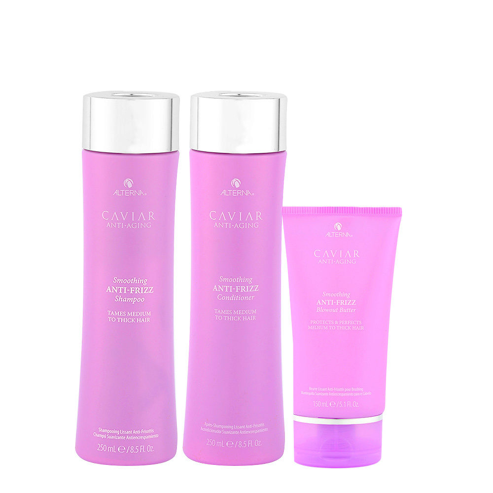 Alterna Caviar Smoothing Anti-Frizz Shampoo250ml Conditioner250ml Blowout  Butter150ml | Hair Gallery