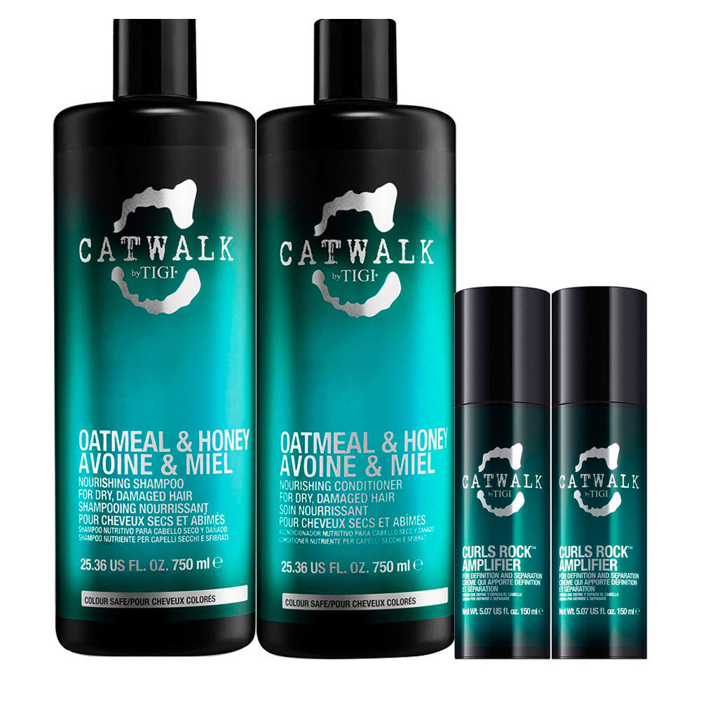 Tigi Catwalk Oatmeal & Honey Shampoo 750ml Conditioner 750ml Curls Rock  Amplifier 2x150ml | Hair Gallery