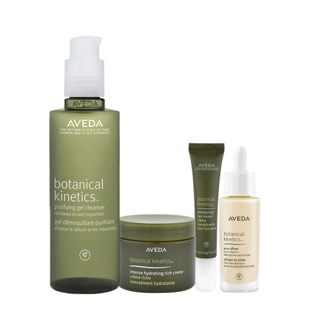 Aveda Botanical Kinetics Purifying Gel Cleanser 150ml Hydrating Rich Creme  50ml Eye Creme 15ml Pore Refiner 30ml | Hair Gallery