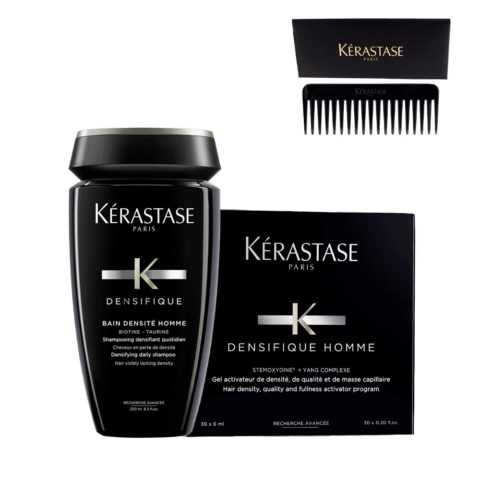 Densifique Homme Shampoo 250ml Cure 30x6ml + Professional Comb For All Types Hair OMAGGIO